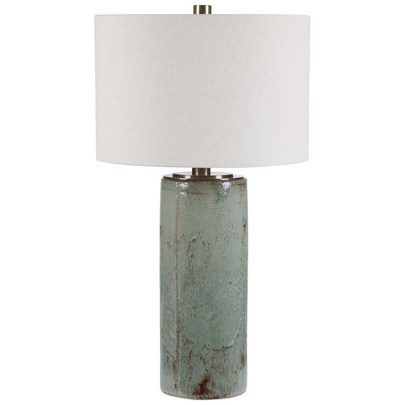 Lighting Callais Crackled Aqua Table Lamp 