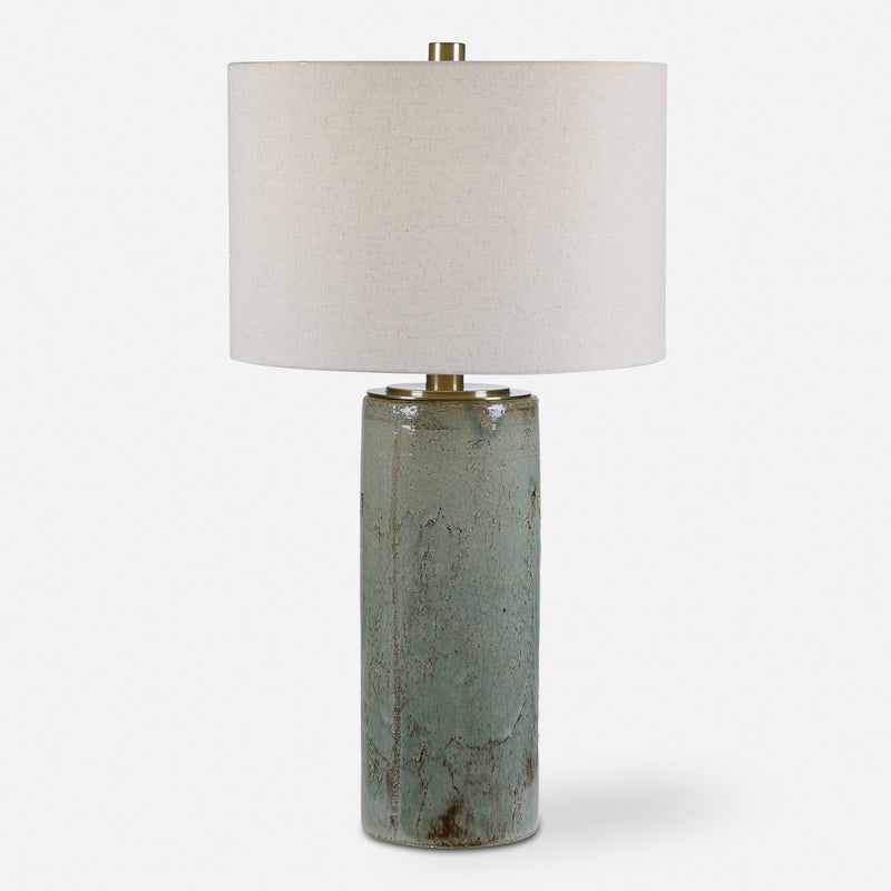 Lighting Callais Crackled Aqua Table Lamp 