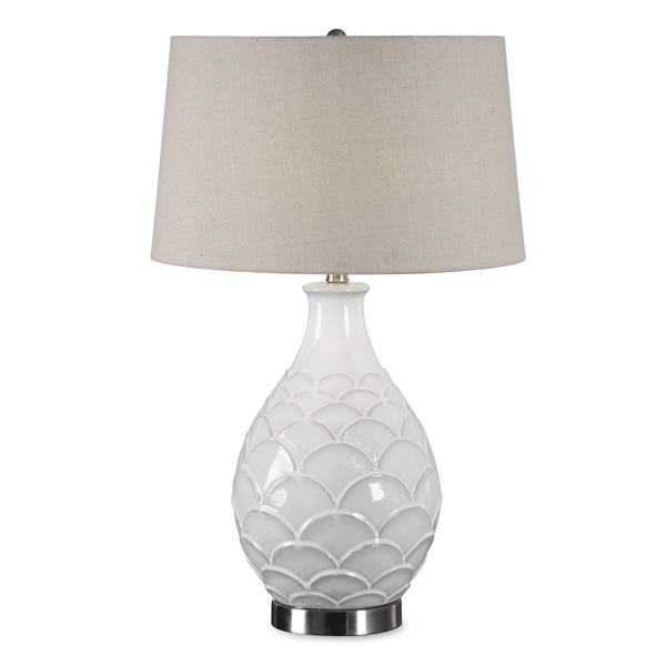 Lighting Camellia Glossed White Table Lamp 