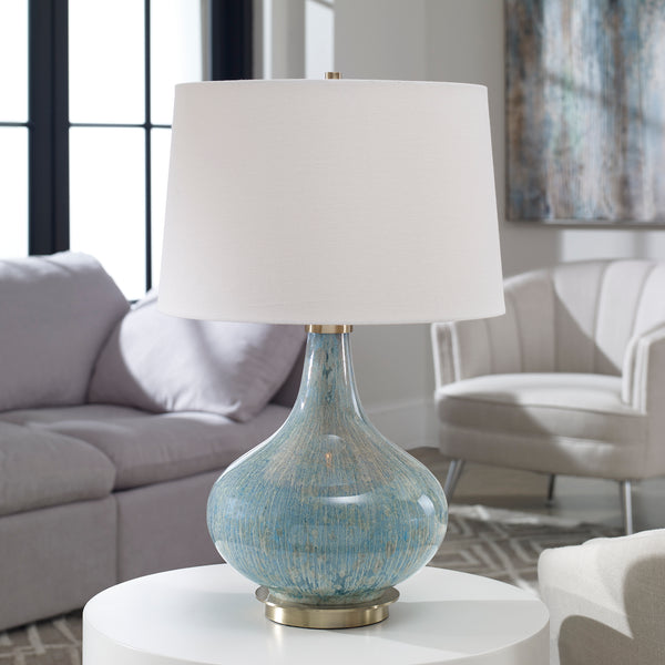 Lighting Celinda Blue Gray Glass Lamp 