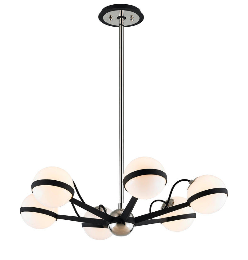 Lighting - Chandelier Ace 6 Light Chandelier Small // Carbide BLK with Polished Nickel Accents 