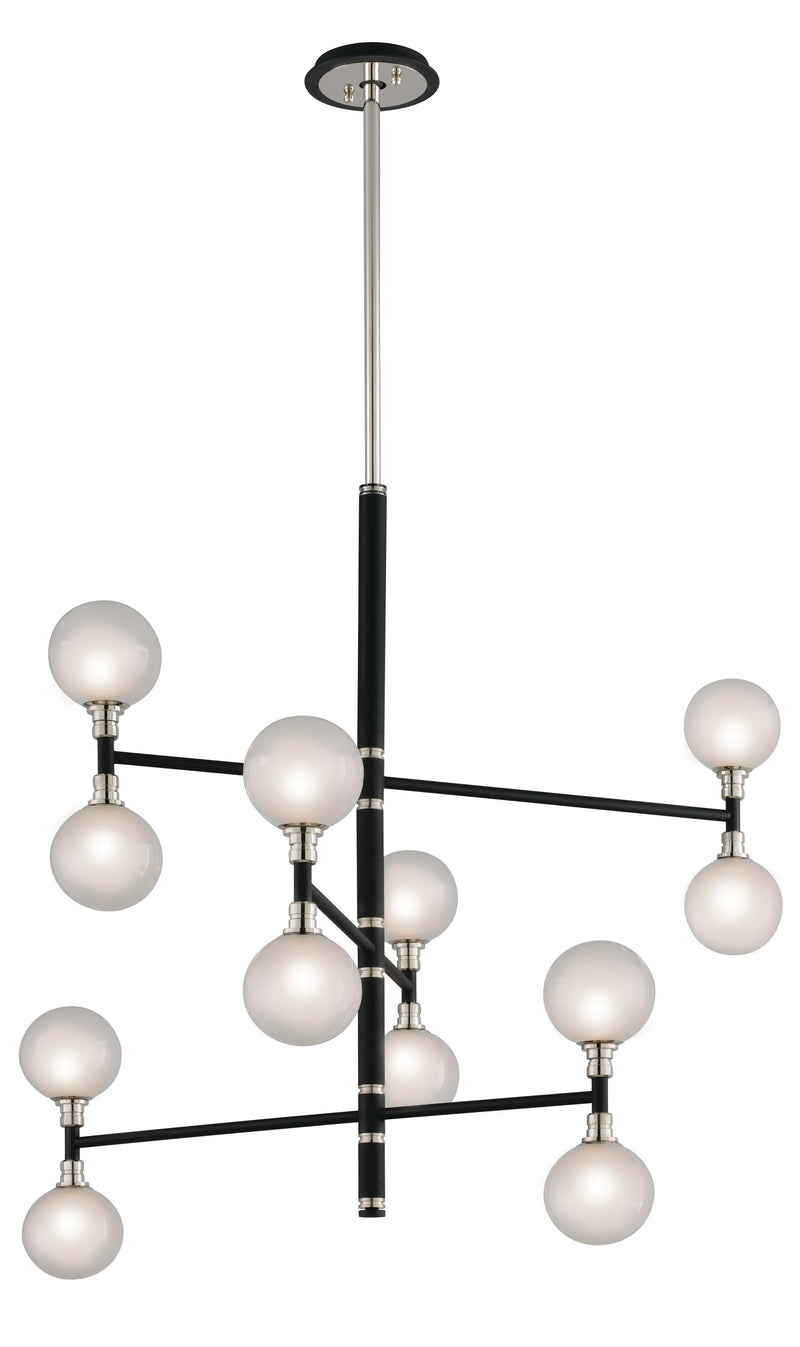 Lighting - Chandelier Andromeda 12 Light Chandelier 3 Tier Medium // Carbide BLK with Polished Nickel Accents 