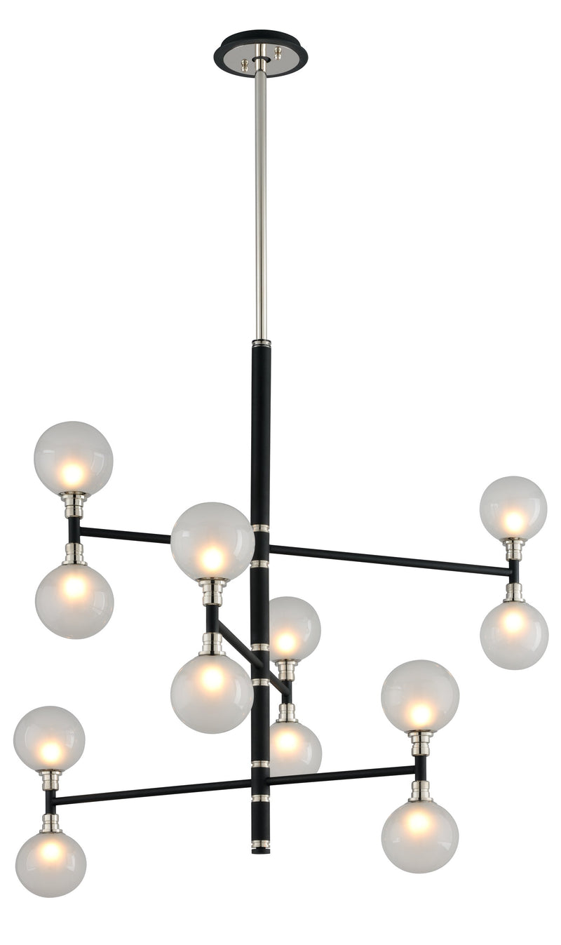 Lighting - Chandelier Andromeda 12 Light Chandelier 3 Tier Medium // Carbide BLK with Polished Nickel Accents 