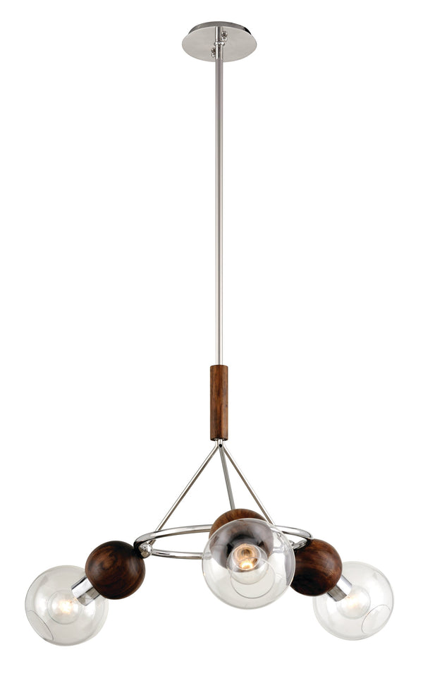 Lighting - Chandelier Arlo 3 Light Chandelier // Polished Ss and Natural Acacia 