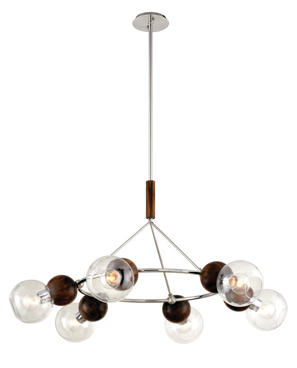 Lighting - Chandelier Arlo 6 Light Chandelier // Polished Ss and Natural Acacia 