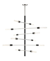 Lighting - Chandelier Astrid 12 Light Chandelier // Polished Nickel & Black 