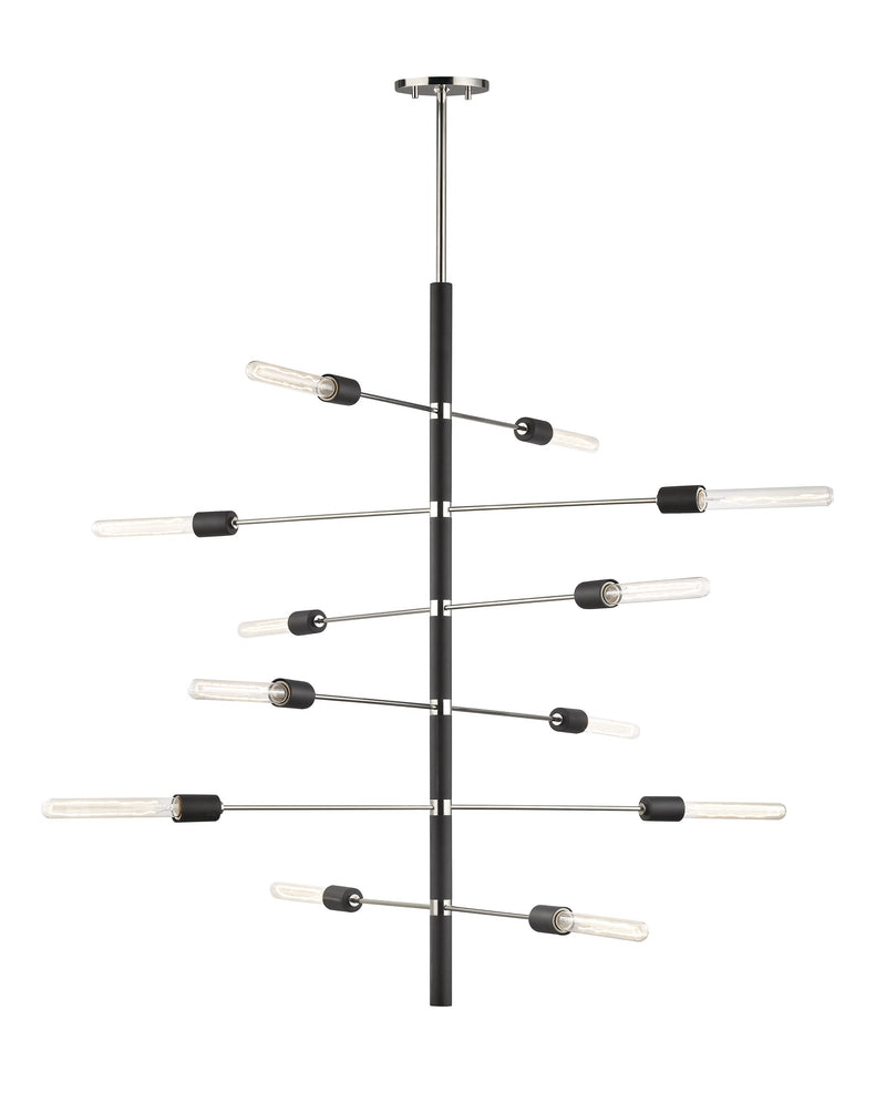 Lighting - Chandelier Astrid 12 Light Chandelier // Polished Nickel & Black 