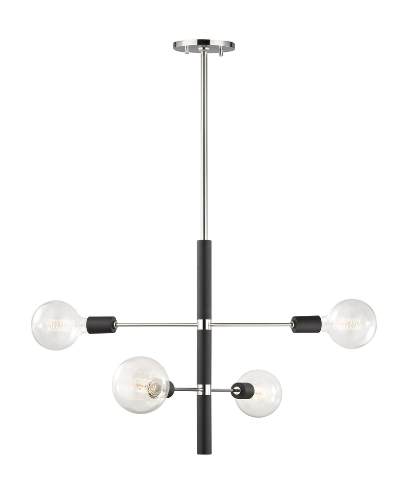 Lighting - Chandelier Astrid 4 Light Chandelier // Polished Nickel & Black 