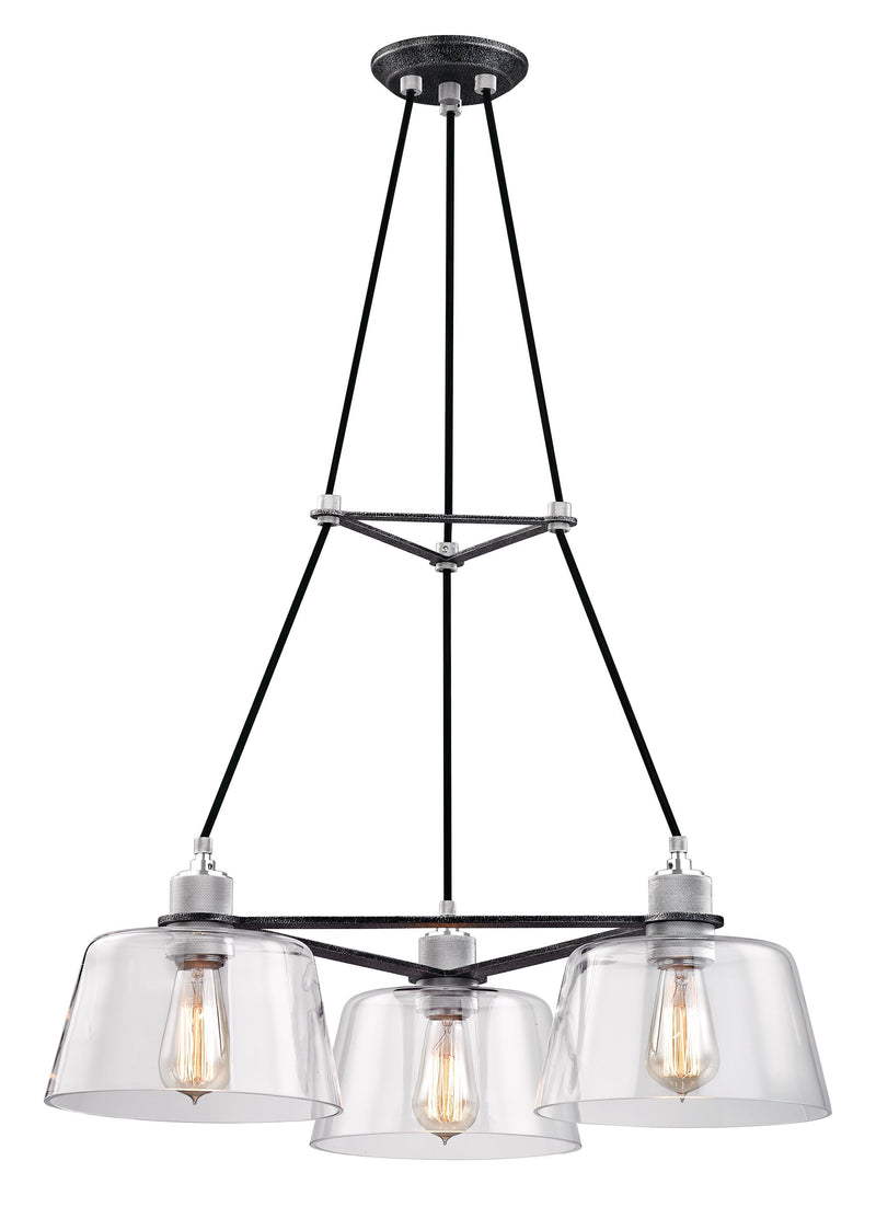 Lighting - Chandelier Audiophile 3 Light Chandelier // Old Silver and Polished Alumin 