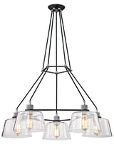 Lighting - Chandelier Audiophile 5 Light Chandelier // Old Silver and Polished Alumin 