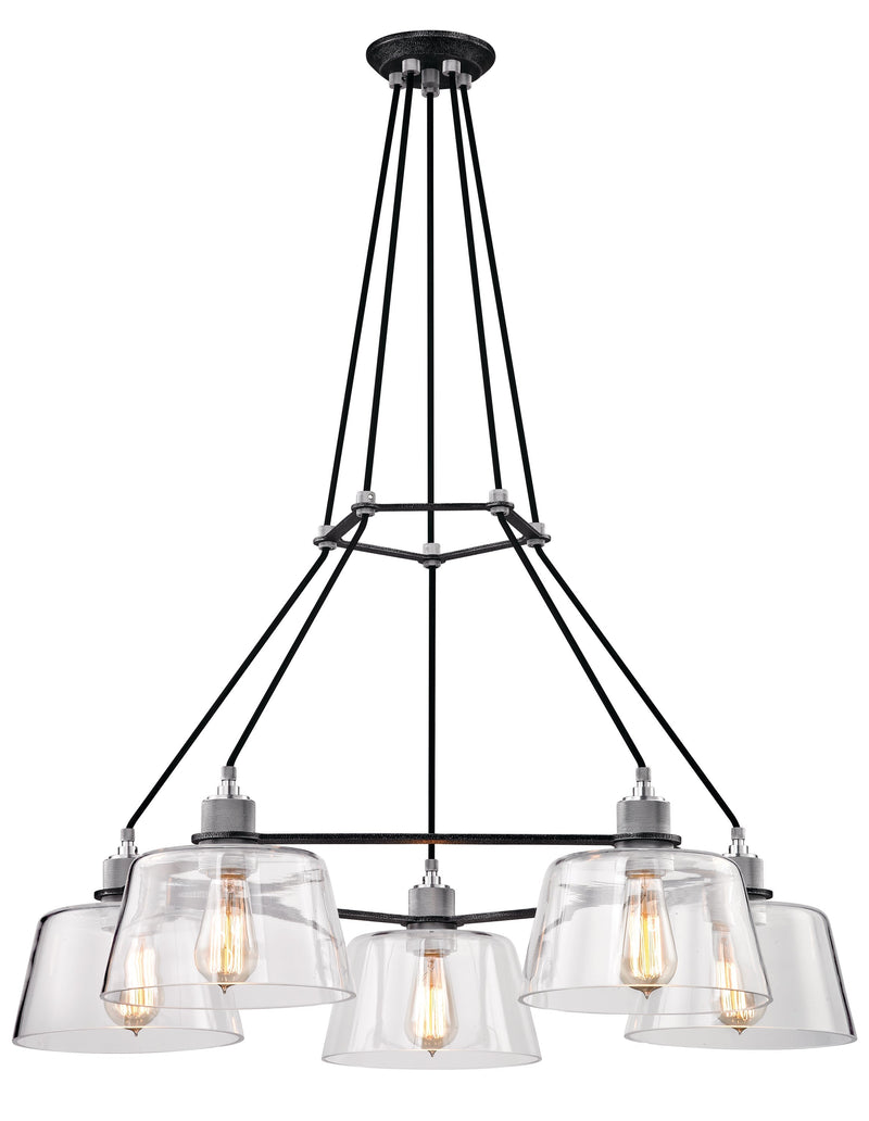 Lighting - Chandelier Audiophile 5 Light Chandelier // Old Silver and Polished Alumin 