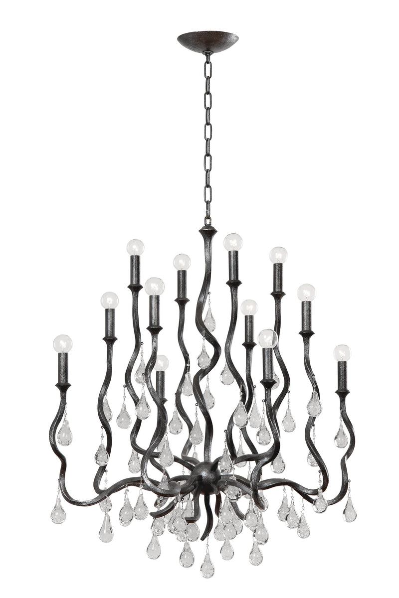 Lighting - Chandelier Aveline 12 Light Chandelier // Blackened Silver Leaf 