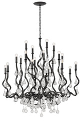 Lighting - Chandelier Aveline 20 Light Chandelier // Black Silver Leaf 