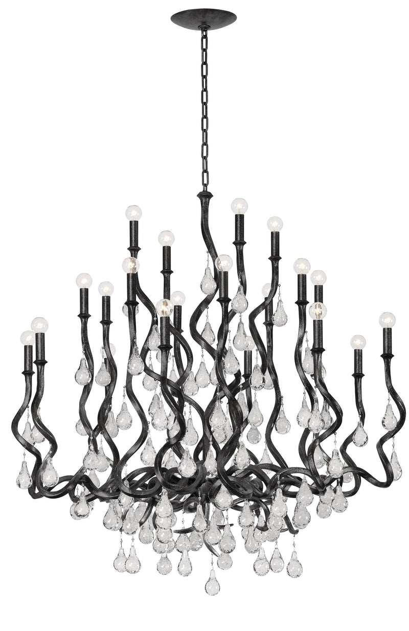 Lighting - Chandelier Aveline 20 Light Chandelier // Black Silver Leaf 