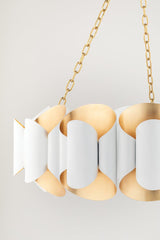 Lighting - Chandelier Banks 12 Light Chandelier // Gold Leaf & White 