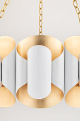 Lighting - Chandelier Banks 12 Light Chandelier // Gold Leaf & White 