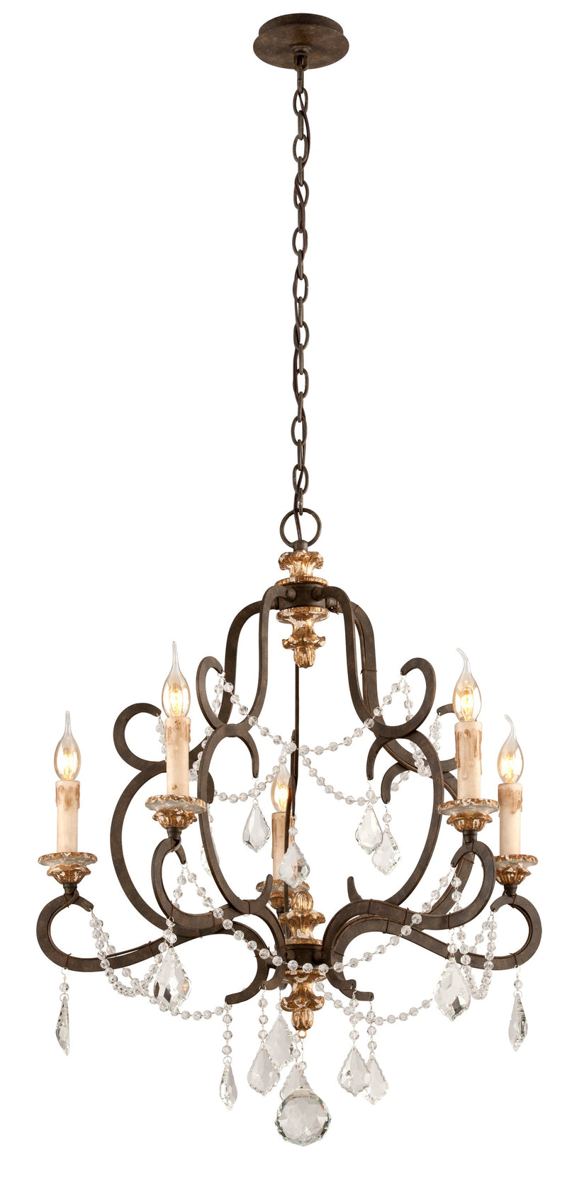 Lighting - Chandelier Bordeaux 5 Light Chandelier Small // Parisian Brnze W Distr Gold Le 