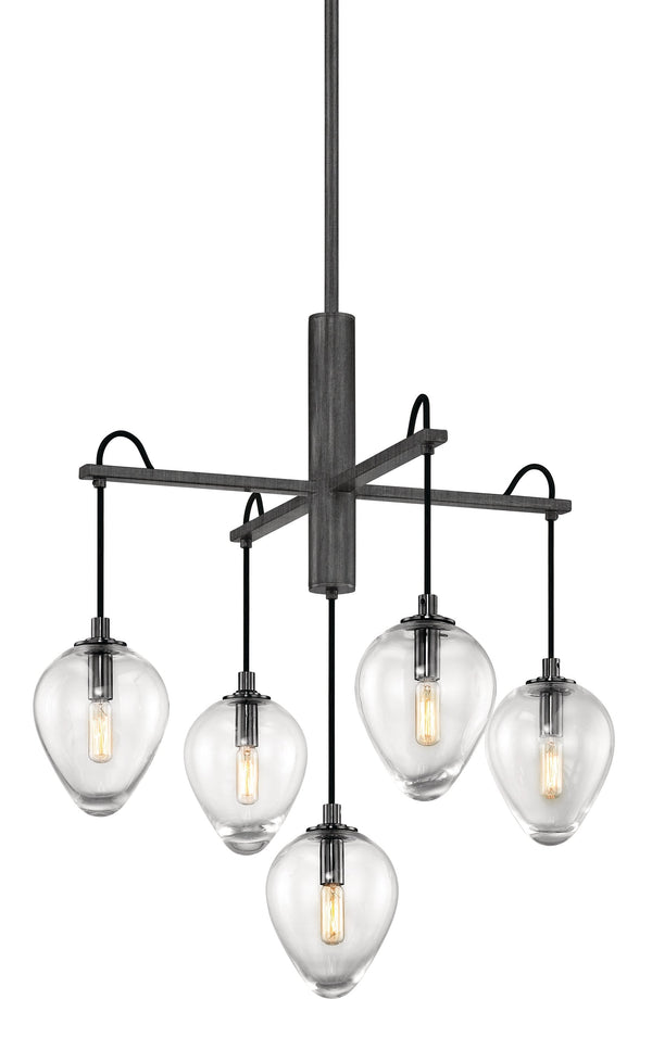 Lighting - Chandelier Brixton 5 Light Pendant // Gun Metal with Smoked Chrome 