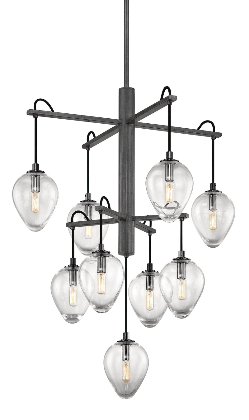 Lighting - Chandelier Brixton 9 Light Pendant // Gun Metal with Smoked Chrome 