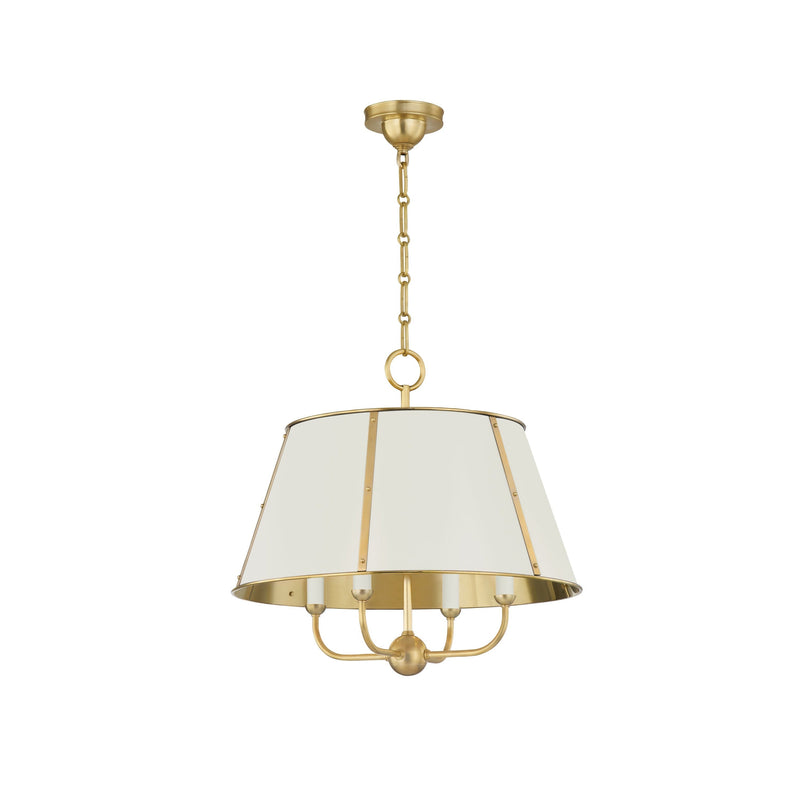 Lighting - Chandelier Cambridge 4 Light Chandelier // Aged Brass & Off White 