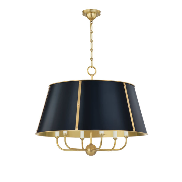 Lighting - Chandelier Cambridge 6 Light Chandelier // Aged Brass & Darkest Blue 