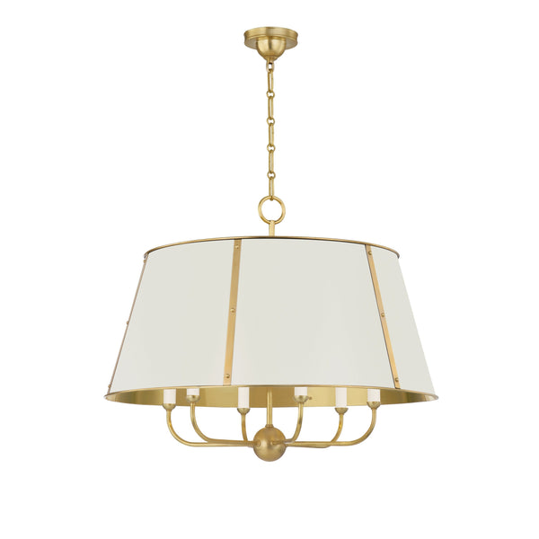 Lighting - Chandelier Cambridge 6 Light Chandelier // Aged Brass & Off White 