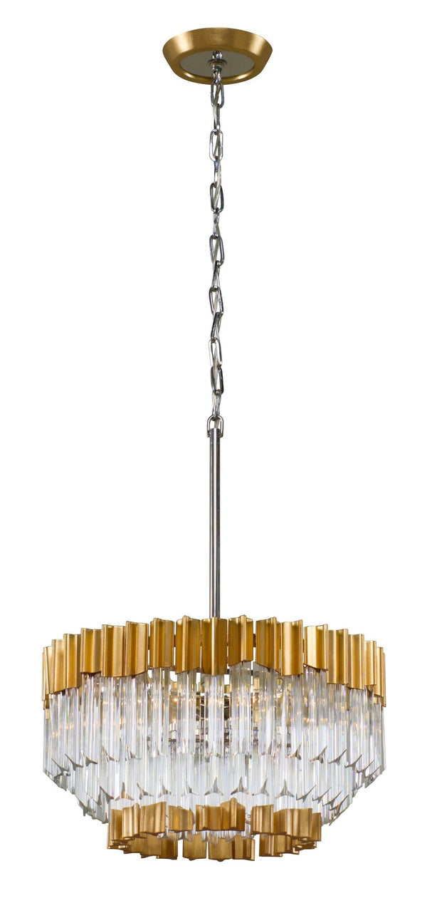 Lighting - Chandelier Charisma 5 Light Pendant // Gold Leaf W Polished Stainless // Small 