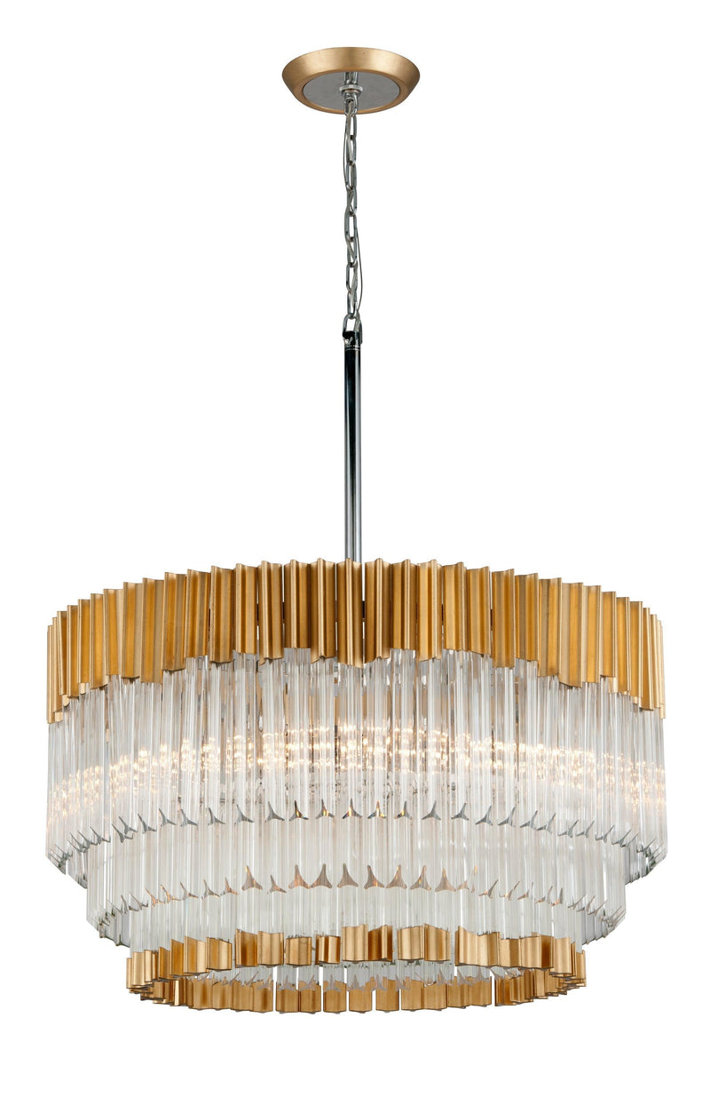 Lighting - Chandelier Charisma 8 Light Pendant // Gold Leaf W Polished Stainless 