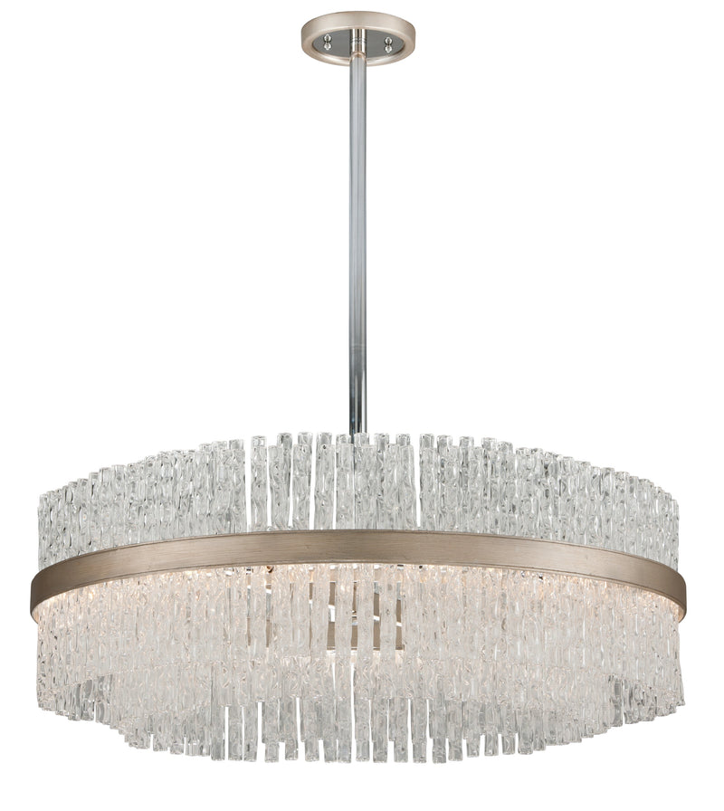 Lighting - Chandelier Chime 12 Light Pendant // Silver Leaf Polished Stainless 