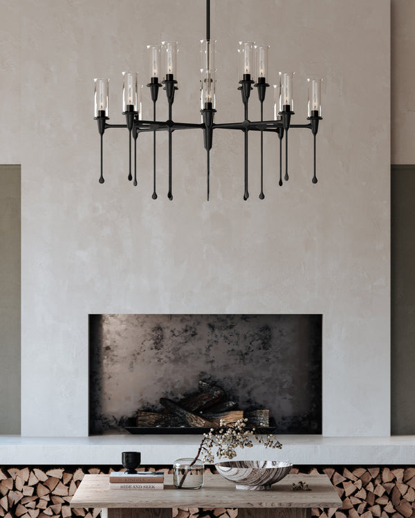 Lighting - Chandelier Chisel 16 Light Chandelier // Black Iron 