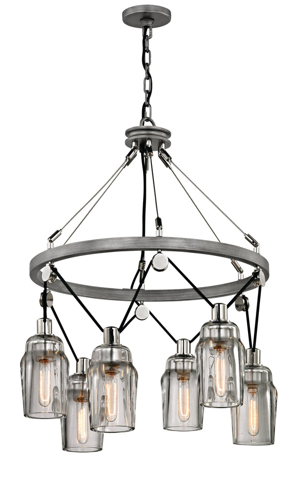 Lighting - Chandelier Citizen 6 Light Pendant Medium // Graphite and Polished Nickel 