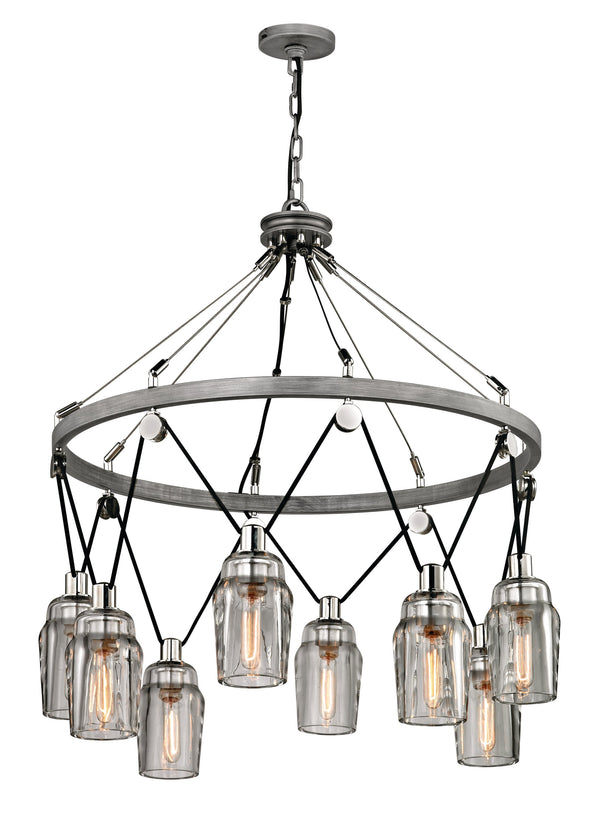 Lighting - Chandelier Citizen 8 Light Pendant Large // Graphite and Polished Nickel 