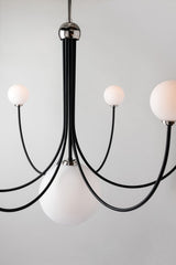 Lighting - Chandelier Coco 5 Light Chandelier // Polished Nickel & Black 