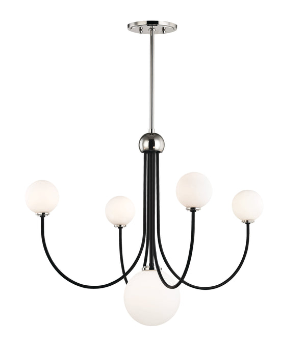 Lighting - Chandelier Coco 5 Light Chandelier // Polished Nickel & Black 