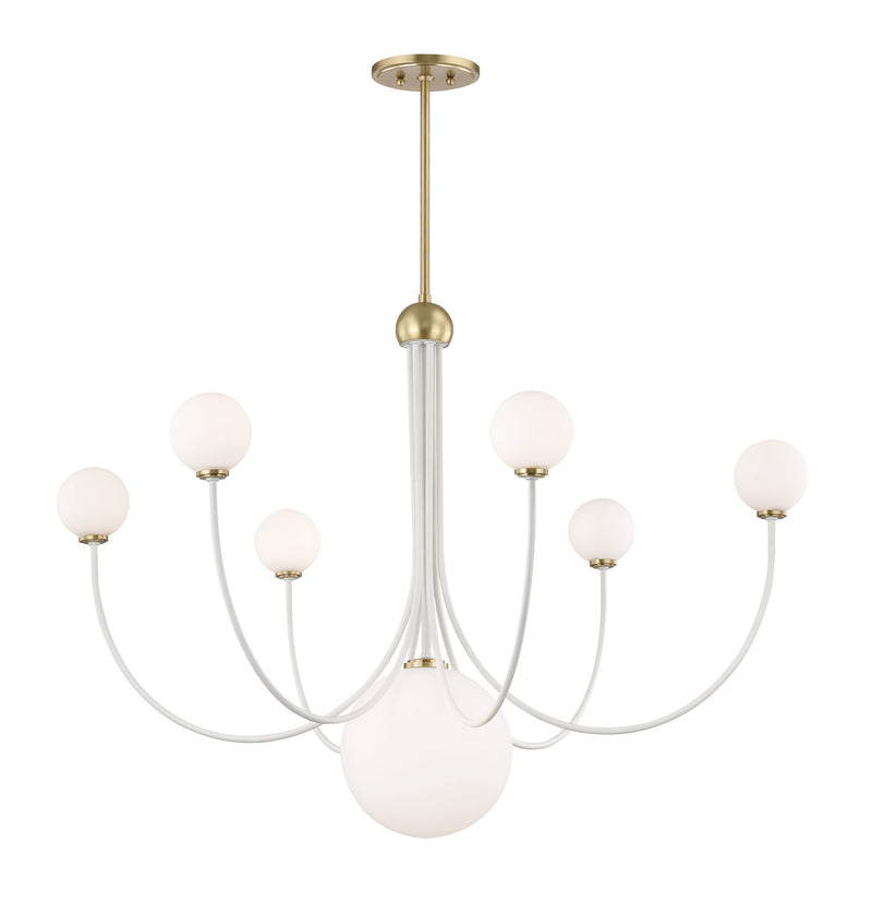 Lighting - Chandelier Coco 7 Light Chandelier // Aged Brass & Soft Off White 