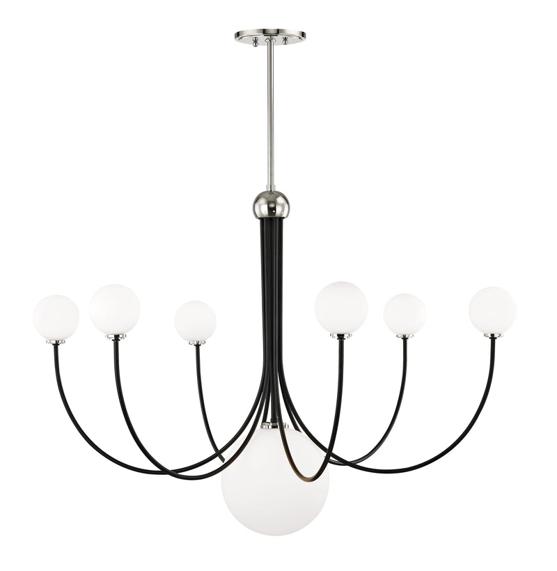 Lighting - Chandelier Coco 7 Light Chandelier // Polished Nickel & Black 