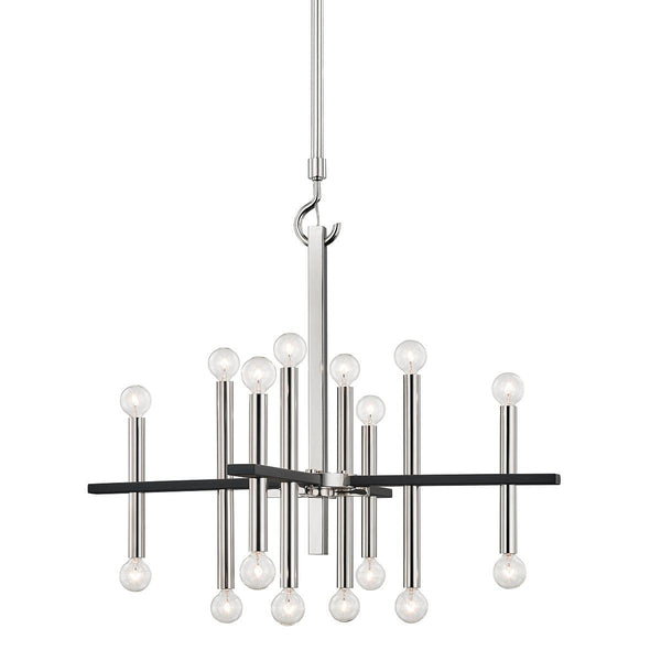 Lighting - Chandelier Colette 16 Light Chandelier // Polished Nickel & Black 