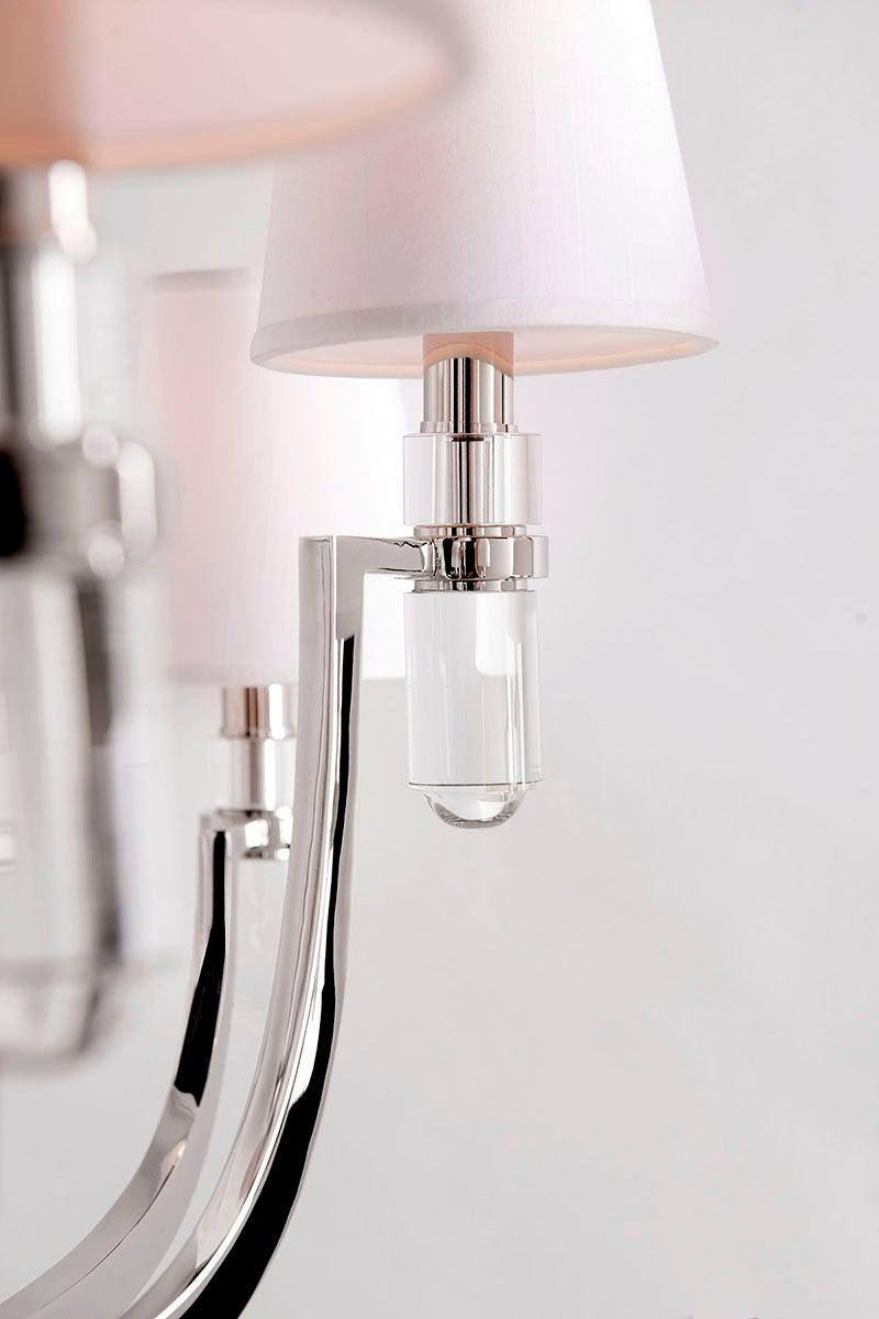 Lighting - Chandelier Dayton 9 Light Chandelier with White Shade // Polished Nickel 