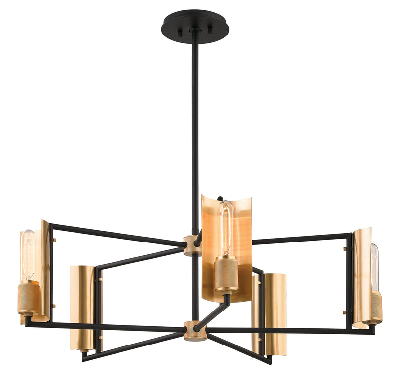 Lighting - Chandelier Emerson 5 Light Chandelier // Carbide BLK & Brushed Brass 