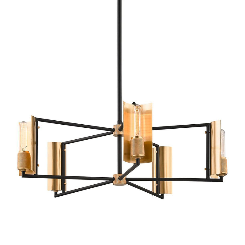 Lighting - Chandelier Emerson 5 Light Chandelier // Carbide BLK & Brushed Brass 