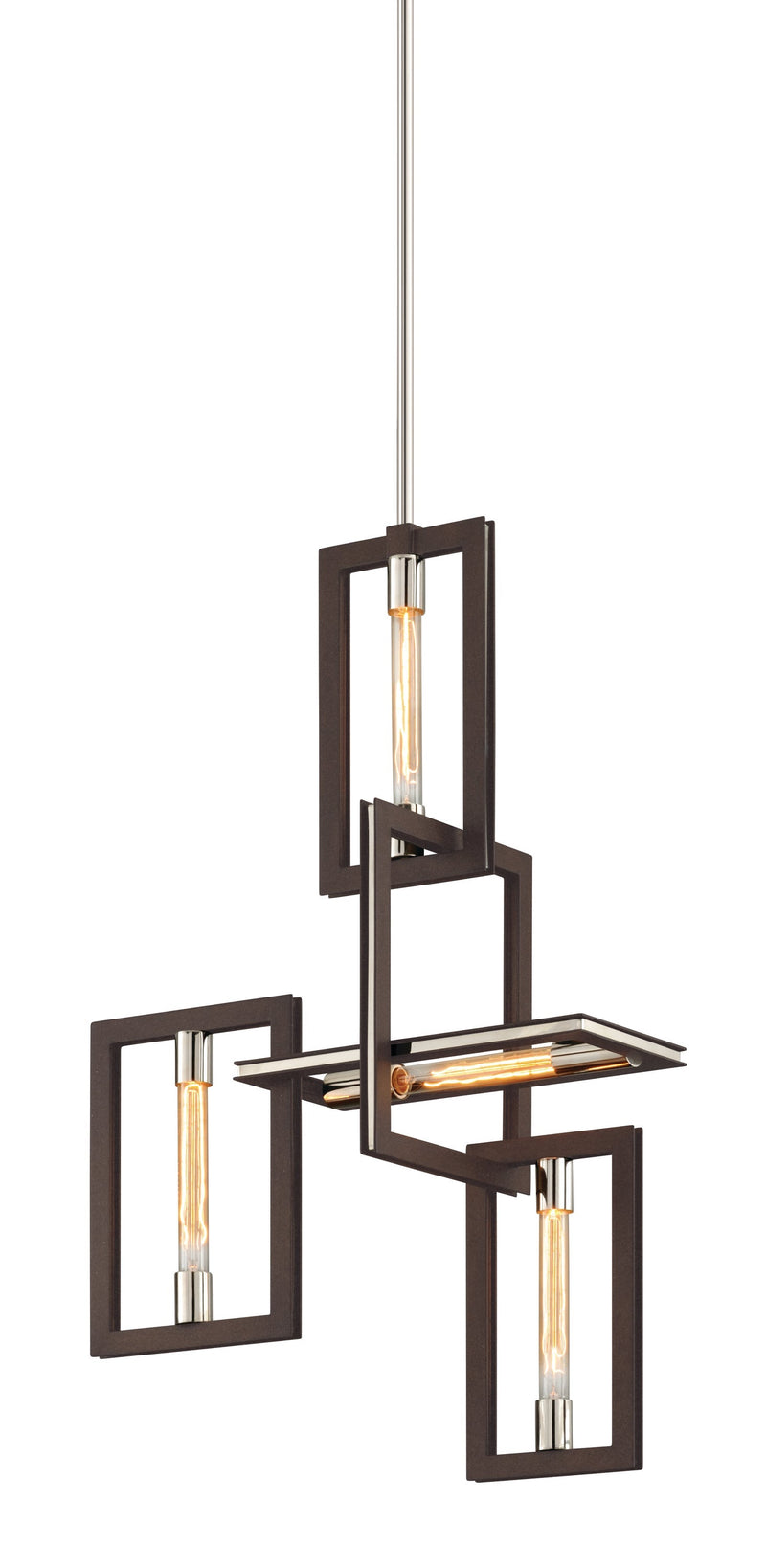 Lighting - Chandelier Enigma 4 Light Pendant // Bronze with Polished Stainless 