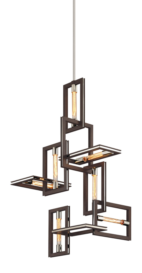 Lighting - Chandelier Enigma 7 Light Pendant // Bronze with Polished Stainless 