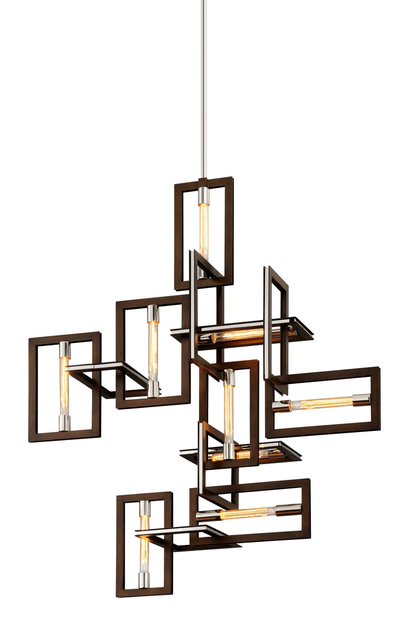 Lighting - Chandelier Enigma 9 Light Pendant // Bronze with Polished Stainless 