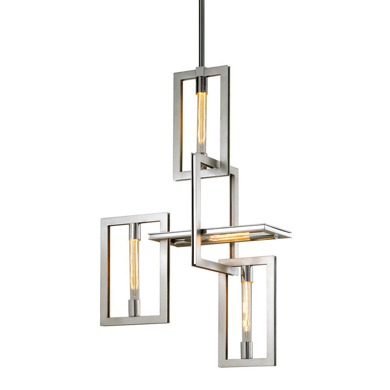 Lighting - Chandelier Enigma Chandelier // Silver Leaf W Stainless Acc 