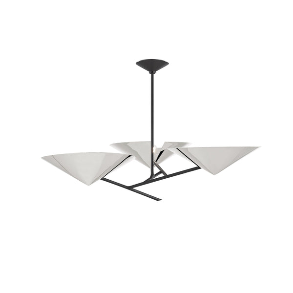 Lighting - Chandelier Equilibrium 3 Light Chandelier // Polished Nickel & Black 