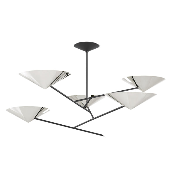 Lighting - Chandelier Equilibrium 5 Light Chandelier // Polished Nickel & Black 