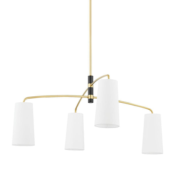 Lighting - Chandelier Evelyn 4 Light Chandelier // Aged Brass & Soft Black 