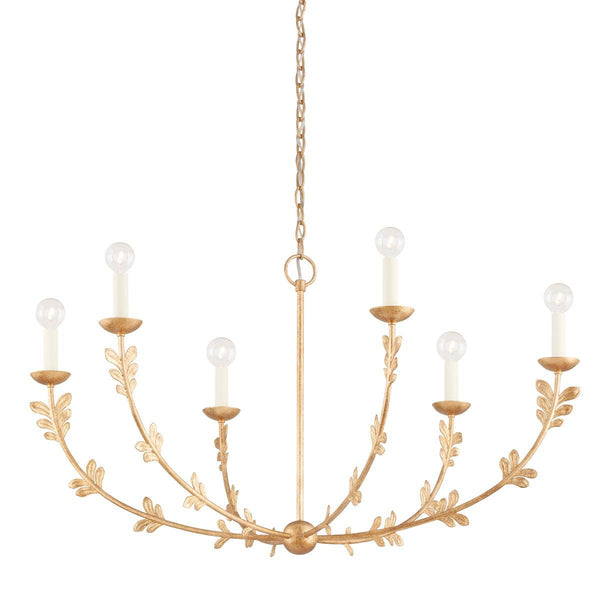 Lighting - Chandelier Florian 6 Light Large Chandelier // Vintage Gold Leaf 