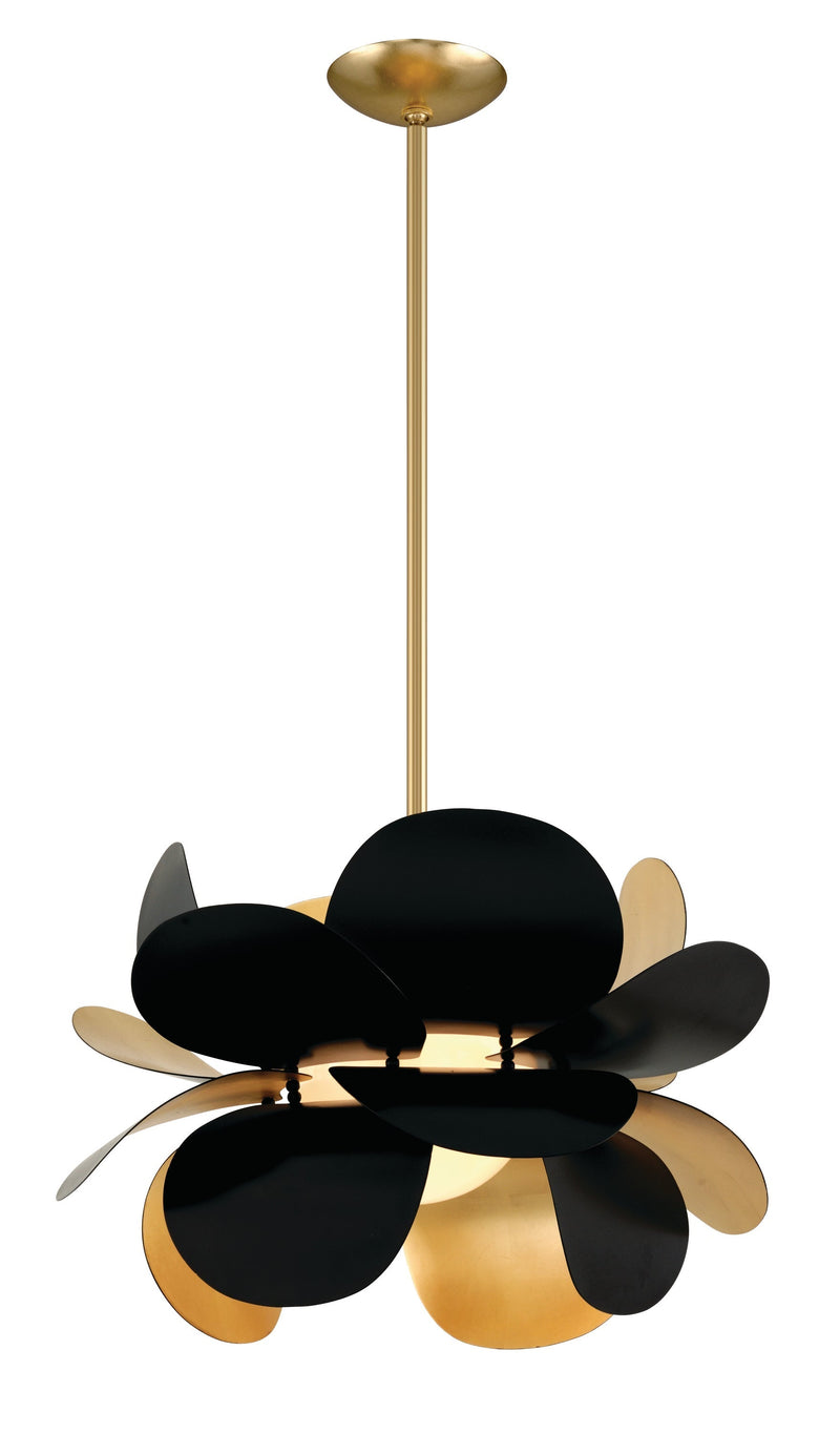 Lighting - Chandelier Ginger 1 Light Pendant // Gold Leaf & Black 