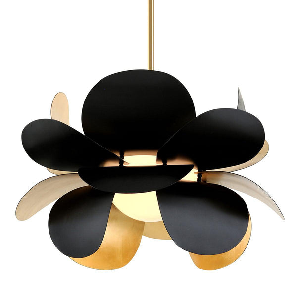 Lighting - Chandelier Ginger 1 Light Pendant // Gold Leaf & Black 